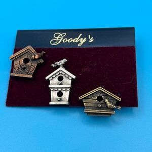 Vtg JJ Jonette Jewelry Birdhouse Set of‎ 3 NEW by Goody's Scatter Pin Tack